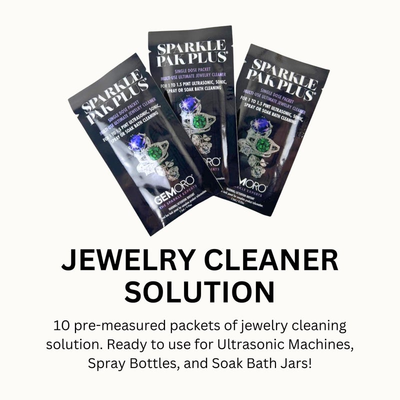 GemOro Sparkle Pak Plus Jewelry Cleaner Solution | 10 Premeasured Packets Ultrasonic & Sonic Machines or Spray Bottle & Soak Bath Jar | Professional Performance Rings Watches Glasses Earrings (10 pc) - Image 2
