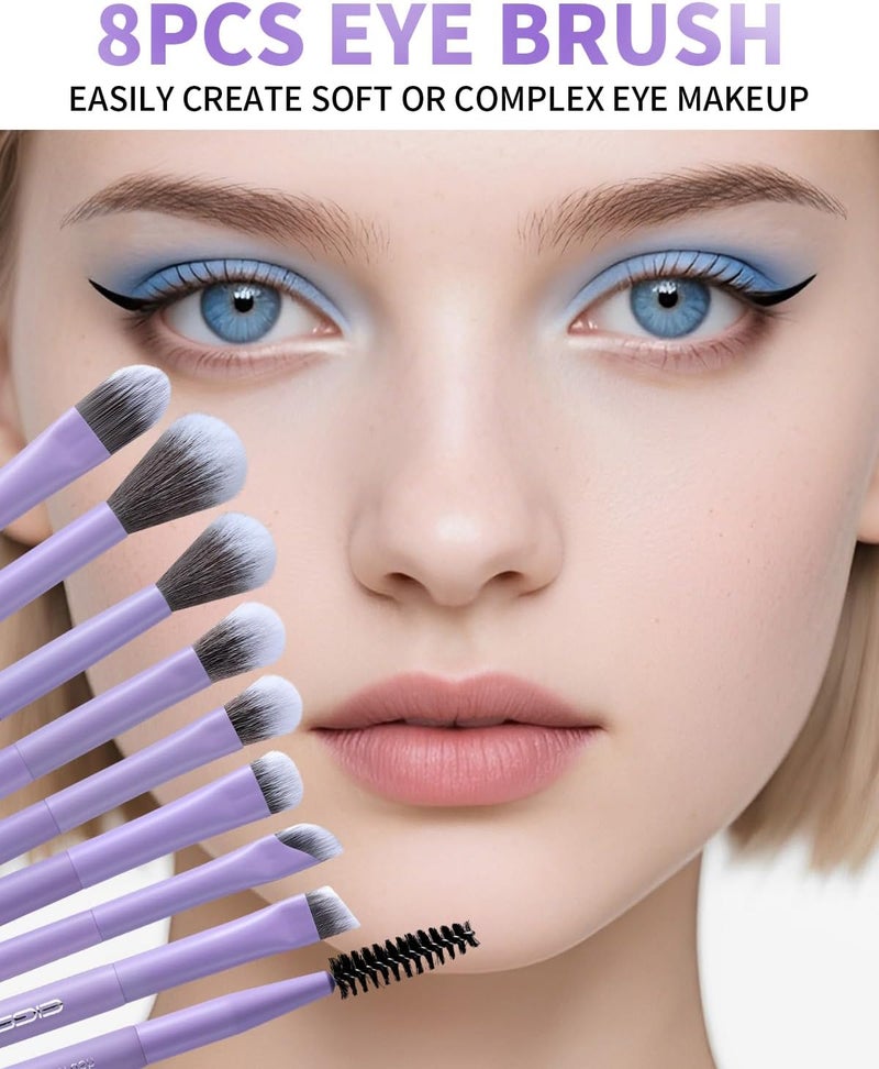 EIGSHOW Makeup Brushes Set, 15Pcs Professional Make Up Brush with Silver Ion Bristles for Foundation Powder Blush Highlighter Concealer Eyeshadow Eyeliner, Travel Gift Set (Matte Purple) - Image 5