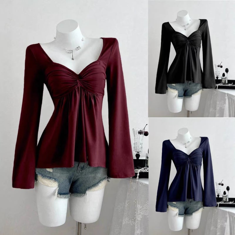 Women's V-Neck Long Sleeve Casual Top