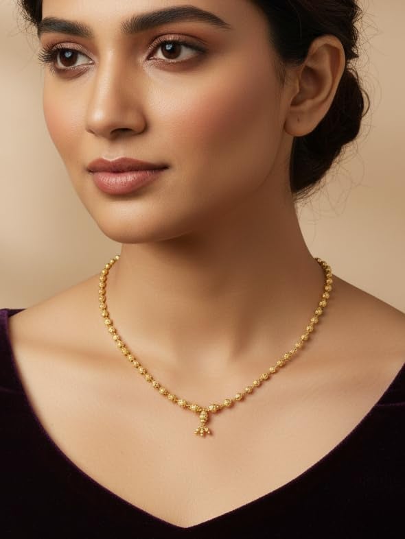 JHB Gold Plated Beads Matar mala short Chain for Women and Girls - Image 2