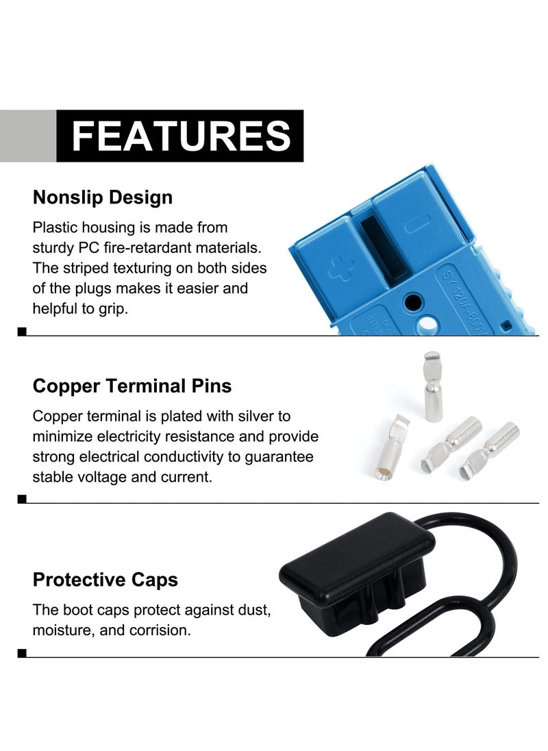 Excefore Wire Connector 2 Pack, 120A 4-6 Gauge Battery Quick Connect Disconnect Wire Harness Plug, 12V to 36V Battery Quick Connect Disconnect Set for Car Bike ATV Winches Lifts Motors More (Blue)  - Image 5