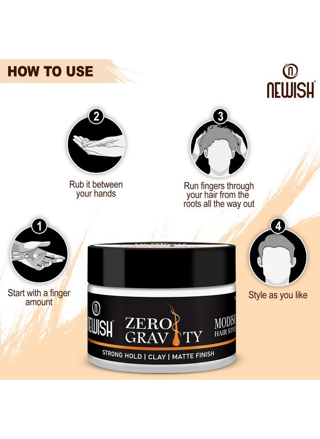 Zero Gravity Hair Wax For Men | Strong Hold, Ultra Matte Finish | Modish Hair Style | Restylable Anytime, Easy Wash Off | Hair Styling Wax For Glossy Finish & Shine | Pack Of 1 - 100Gm - pzsku/Z54510C5364787FE876F6Z/45/_/1735816996/5bfb48fc-1bde-4066-ac19-43eb891c4874