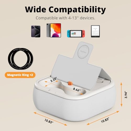 SupeDesk Magnetic Tablet Pillow Stand, Lap Tablet Holder with Two Magnetic Rings, Compatible with 4-13" Phones, Tablets, Kindle, Cozy Pillow Stand for Lap, Desk, Bed, Pale Gray - Image 5