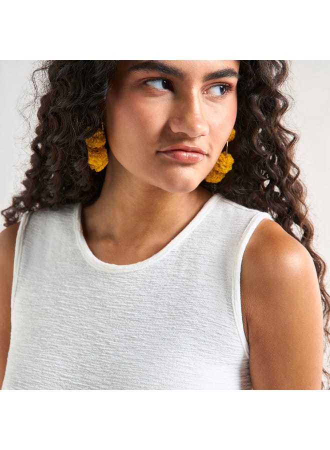 سبلاش فيڤ فستان دون أكمام بياقة مستديرة وحافة غير متساوية وطبعات منقطة - Image 4