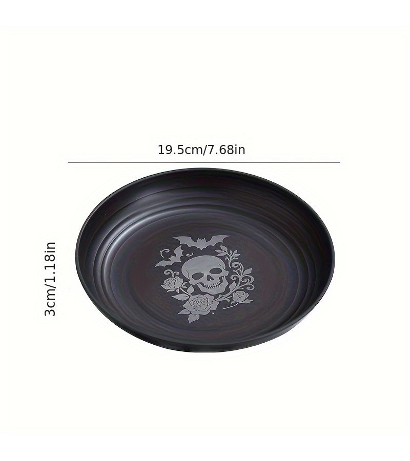 4 Pieces Skeleton And Rose Plastic Plates Lightweight Dishwasher Safe Fruit Snack Dessert Salad Pasta Plates For Halloween Day Of The Dead Christmas Thanksgiving - Image 2