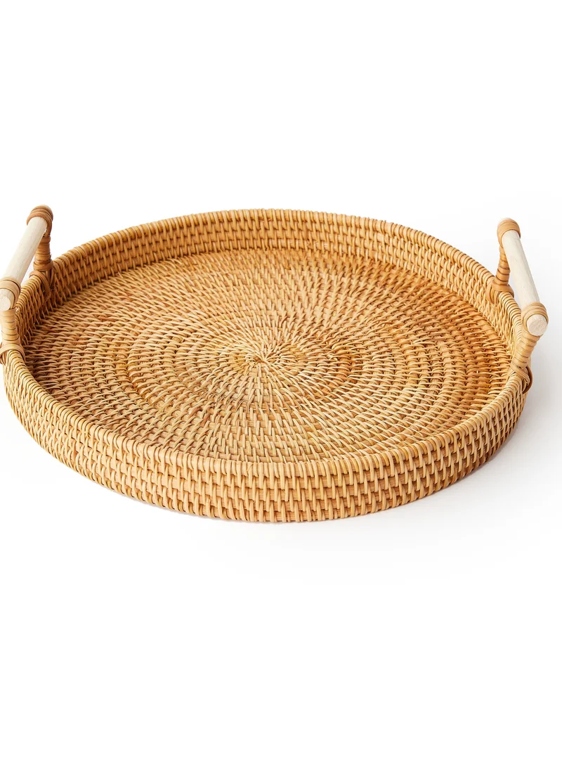 Prickly Pear Prickly Pear Boule Rattan Bread Plate - Stylish Rattan Plate for Bread and Snacks
