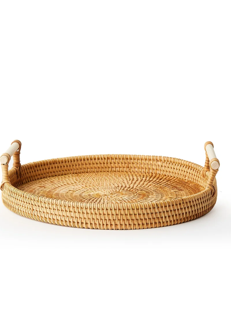 Prickly Pear Prickly Pear Boule Rattan Bread Plate - Stylish Rattan Plate for Bread and Snacks