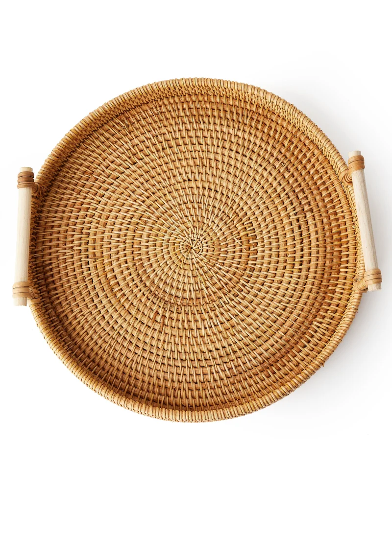 Prickly Pear Prickly Pear Boule Rattan Bread Plate - Stylish Rattan Plate for Bread and Snacks