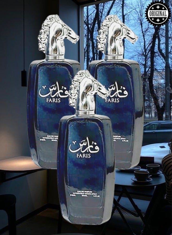 فارس 3 قطع عطر فارس أزرق غامق 100 مل - Image 1