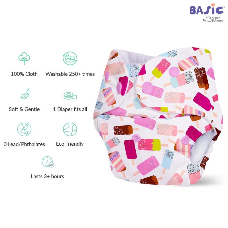 Superbottoms حفاضات قماش متقدمة مضادة للتسرب من سوبر بوتومز للأطفال، ماصة عالية 100% قطن، حزمة كومبو تحتوي على 4 حفاضات قابلة لإعادة الاستخدام و4 وسادات إدخال قابلة للغسل، مناسبة من 3 أشهر إلى 3 سنوات، تقلل من الطفح الجلدي - Image 5
