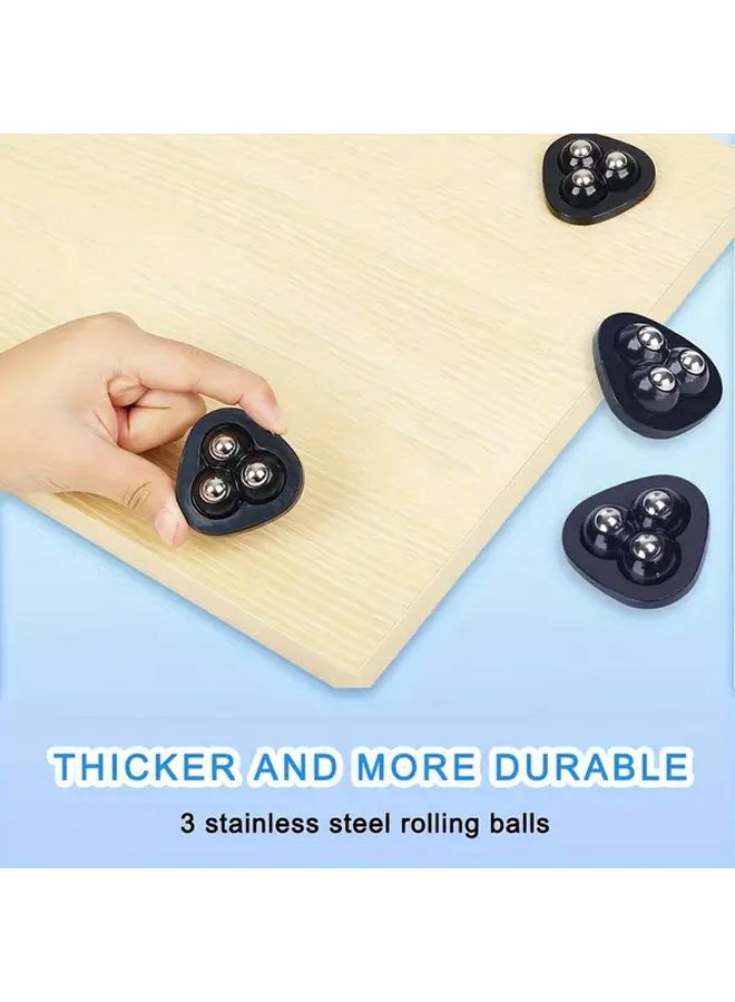 White 8 Pack Adhesive No Drill Stainless Steel Rolling Ball Casters 360 Degree Rotating Durable Silent Furniture Wheels - Image 1