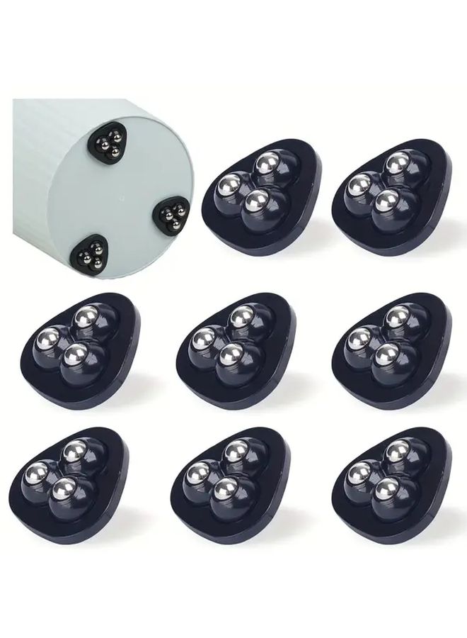 White 8 Pack Adhesive No Drill Stainless Steel Rolling Ball Casters 360 Degree Rotating Durable Silent Furniture Wheels - Image 3