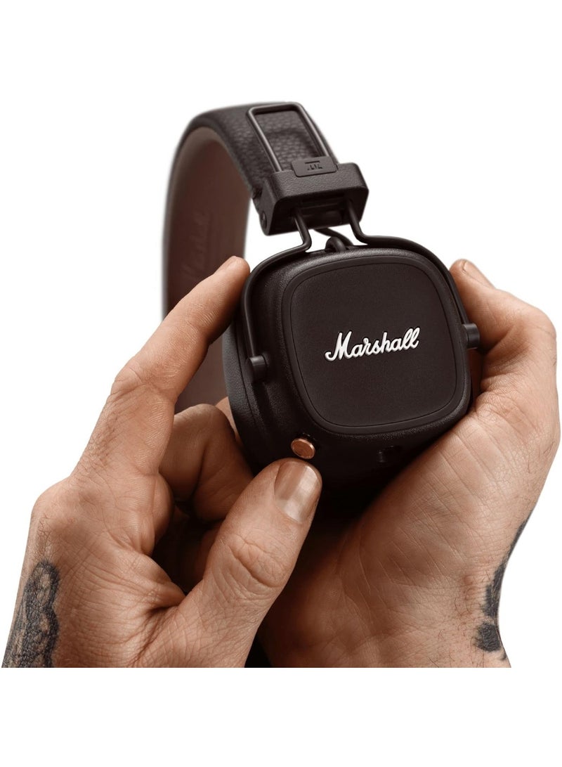Marshall Major IV Foldable Bluetooth Wireless Headphones, 80 Hours Playtime, Brown brown - Image 4