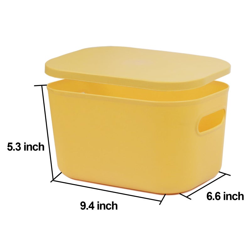 ZEXALOR 6Pcs Small Storage Bins with Lids, Stackable Plastic Organizer Bin Storage Containers for Organizing, Shelf Baskets for Pantry Cabinet Shelves Desktop Freezer Drawer Organization (6 Color, Small) - Image 3