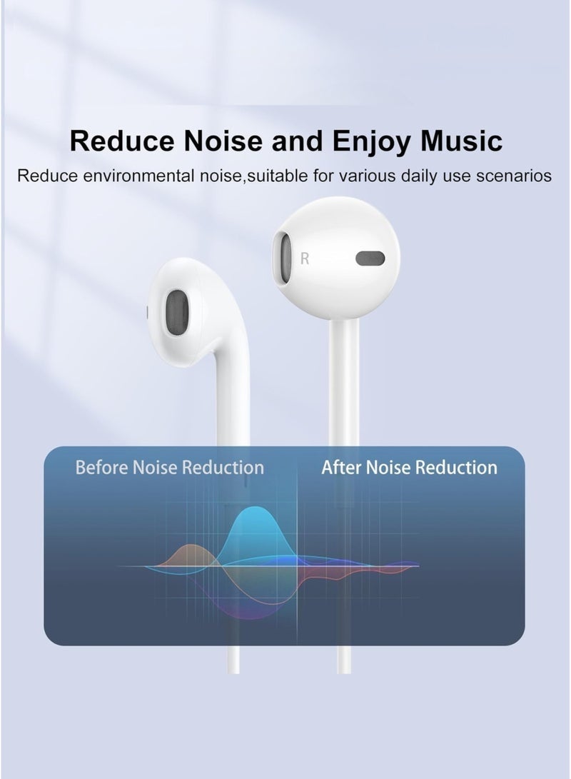 X-HANZ Earbuds with Lightning Connector, MFI Certified Wired Earphones with Microphone & Volume Control, Stereo Sound Headphones Compatible with iPhone 14/13/12/11/X/8/7/SE – White - Image 2