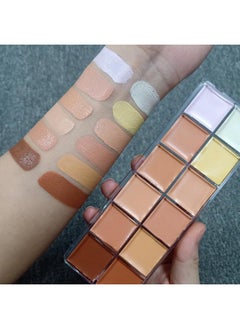 VERONNI Cream Concealer Palette 12 Colors Makeup Contour Face Contouring Cream Palette Full Coverage Camouflage Base Foundation Makeup Palette Professional Daily Makeup  - Image 4