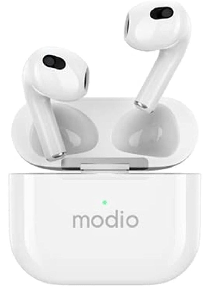 modio - ME12 Wireless Bluetooth Headset – Premium Sound, Comfortable Fit, Sleek White Design - Image 1