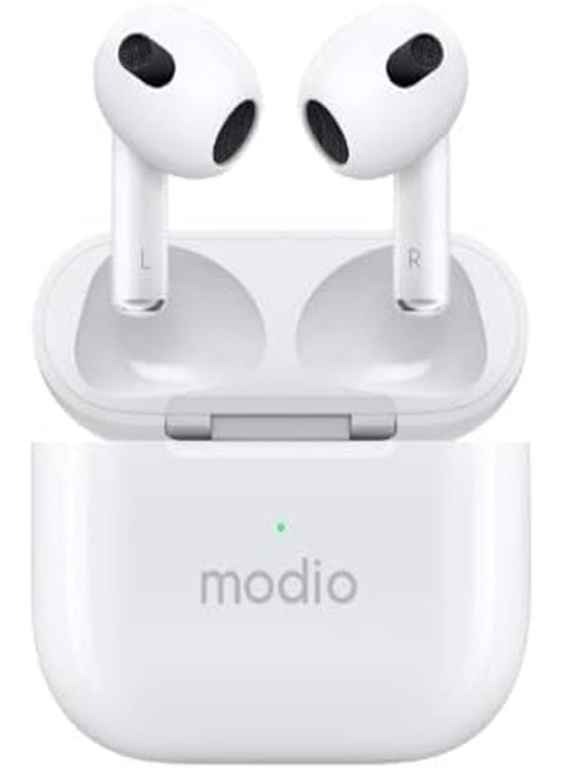 modio - ME12 Wireless Bluetooth Headset – Premium Sound, Comfortable Fit, Sleek White Design - Image 1