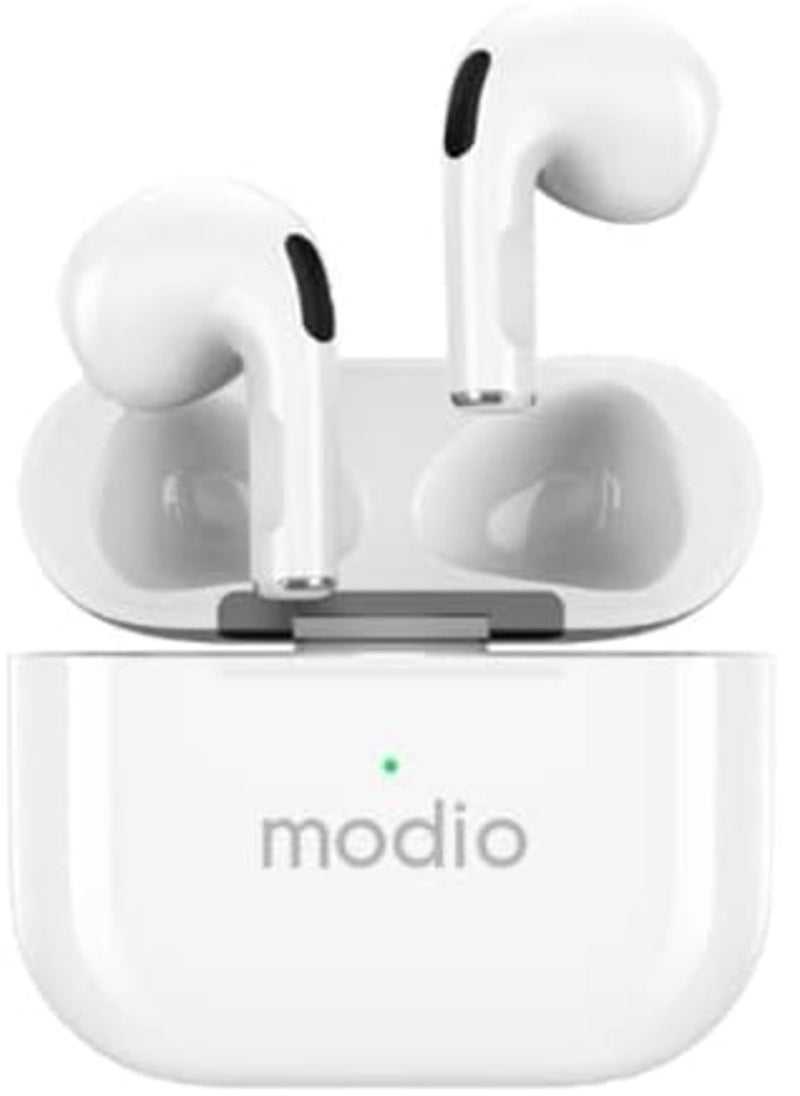 modio - ME12 Wireless Bluetooth Headset – Premium Sound, Comfortable Fit, Sleek White Design - Image 1