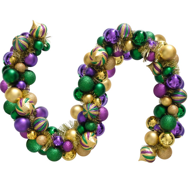 Bibelot Mardi Gras Wreath for Front Door, 70inch Colourful Balls Decorative Wreath, Mardi Gras Garland for Outdoor Garden Front Door Wall Farmhouse Decor (70inch) - Image 1