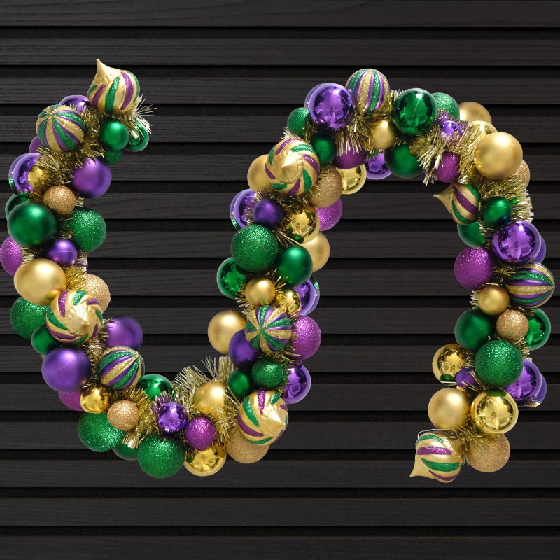 Bibelot Mardi Gras Wreath for Front Door, 70inch Colourful Balls Decorative Wreath, Mardi Gras Garland for Outdoor Garden Front Door Wall Farmhouse Decor (70inch) - Image 2