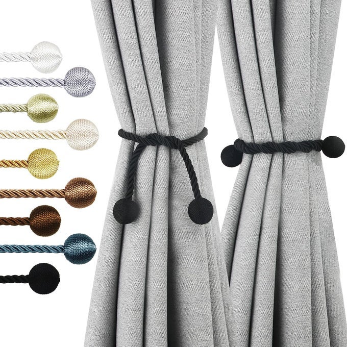 CURTAIN TIEBACKS OUTDOOR ELEGANT DECORATIVE TIE BACKS MODERN ROPE TIEBACKS FOR DRAPES WINDOW CURTAIN HOLDBACKS FOR DRAPERIES BLACK 2