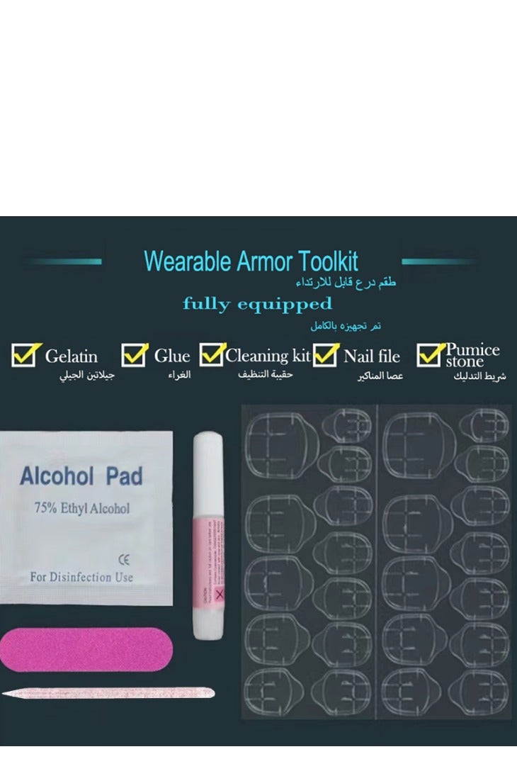 جوسكوين أظافر بالضغط (24 قطعة)، تصميم على شكل لوزي قصير، أظافر قابلة لإعادة الاستخدام، أظافر صناعية بفن الأظافر الزهرية ثلاثية الأبعاد، فرنسي أبيض، منقوش ثلاثي الأبعاد، أظافر أكريليك مع طقم غراء. - Image 4