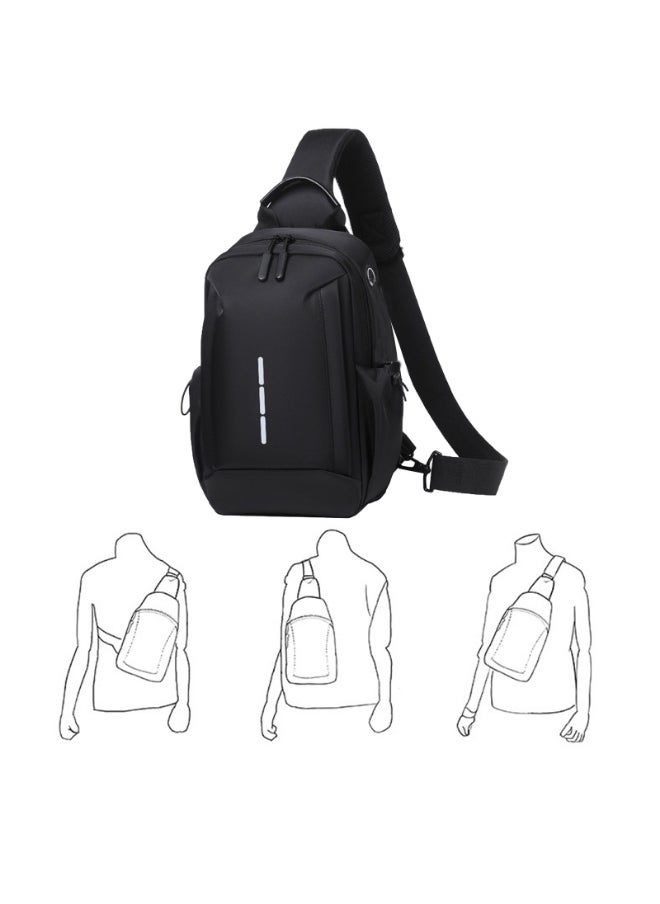 Generic 2 Piece Bag Set of Sling Bag and Card Holder，Men Casual One Shoulder Bag Backpack PU Multi-slot Bank Card Holder and Waterproof Crossbody Bag，Black  - Image 4