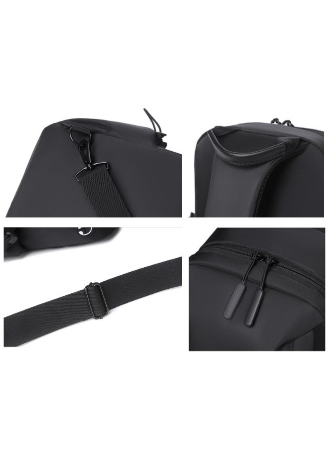 Generic 2 Piece Bag Set of Sling Bag and Card Holder，Men Casual One Shoulder Bag Backpack PU Multi-slot Bank Card Holder and Waterproof Crossbody Bag，Black  - Image 5