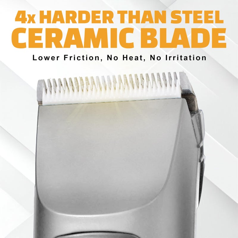 Brio Beardscape V1 Beard Trimmer for Men Professional with Low Friction Ceramic Blade, Cordless Professional Hair Trimmer for Barbers with 4 Hrs of Long Battery Timing, Ideal for Beard & Body (Gray) - Image 3