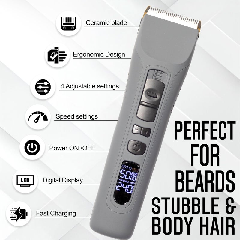 Brio Beardscape V1 Beard Trimmer for Men Professional with Low Friction Ceramic Blade, Cordless Professional Hair Trimmer for Barbers with 4 Hrs of Long Battery Timing, Ideal for Beard & Body (Gray) - Image 4