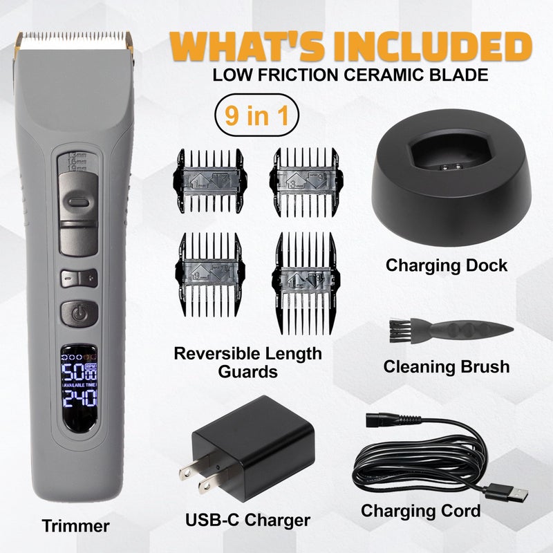 Brio Beardscape V1 Beard Trimmer for Men Professional with Low Friction Ceramic Blade, Cordless Professional Hair Trimmer for Barbers with 4 Hrs of Long Battery Timing, Ideal for Beard & Body (Gray) - Image 2