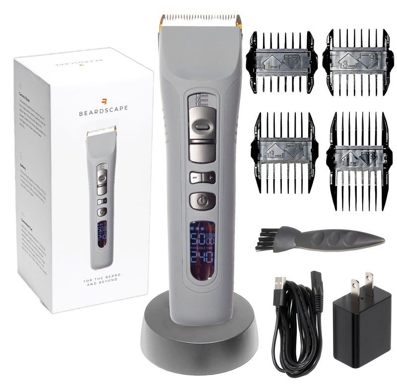 Brio Beardscape V1 Beard Trimmer for Men Professional with Low Friction Ceramic Blade, Cordless Professional Hair Trimmer for Barbers with 4 Hrs of Long Battery Timing, Ideal for Beard & Body (Gray) - Image 1