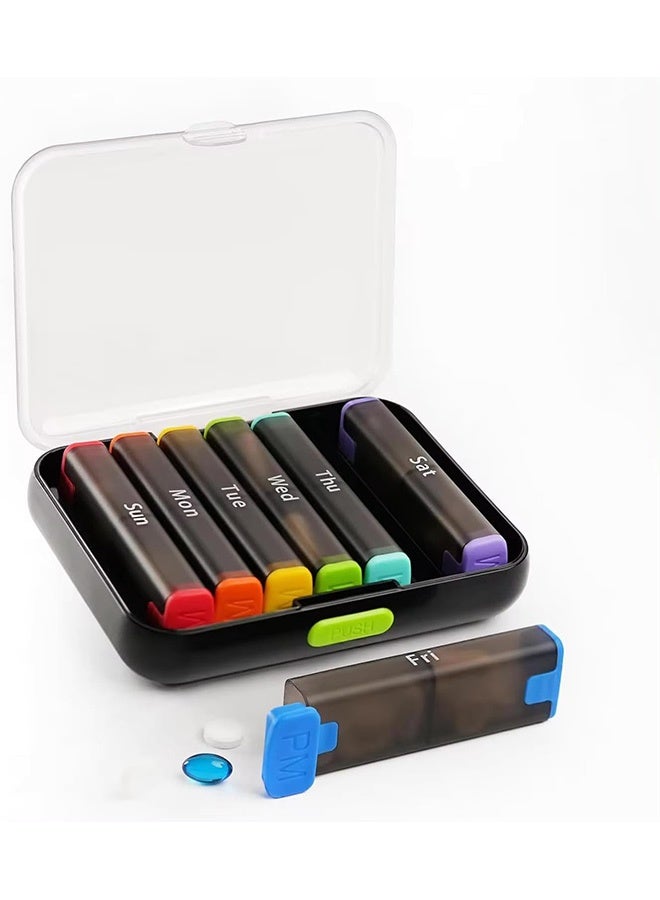 Weekly Pill Organizer 2 Times a Day - Pill Box 7 Day Am Pm - Travel Medicine Organizer Twice Daily Vitamin Holder Portable Supplement Case Week Morning Night Med Dispenser Detachable Container - Image 1