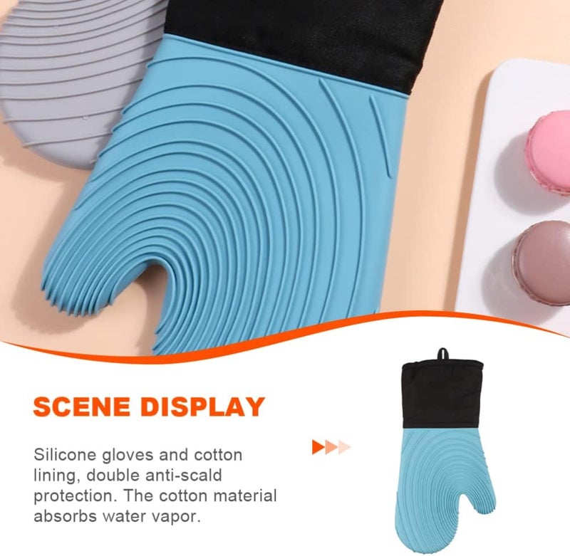 klarako Oven Mitts Mittens Rubber Oven Gloves Cooking Baking Mitts Silicone Oven mits Drink Coaster hot Mitts Fireplace Gloves Non-Slip Oven Gloves Kitchen Pot Coffee Silica Gel - Image 5