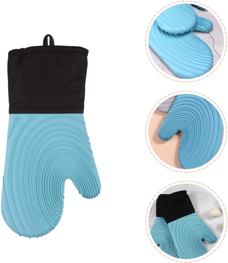 klarako Oven Mitts Mittens Rubber Oven Gloves Cooking Baking Mitts Silicone Oven mits Drink Coaster hot Mitts Fireplace Gloves Non-Slip Oven Gloves Kitchen Pot Coffee Silica Gel - Image 2