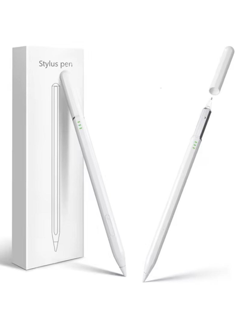 قلم ايباد ستايلس ذكي (Stylus Pen) متوافق مع جميع أجهزة iPad من 2018 حتى 2026 – يدعم الجيل 11 والحادي عشر وiPad A16 والجيل العاشر والتاسع والثامن والسابع والسادس وiPad Pro وiPad Air وiPad Mini – بخاصية رفض راحة اليد (Palm Rejection) وكتابة دقيقة وسلسة – شحن سريع USB-C خلال 13 دقيقة – بطارية تدوم حتى 14 ساعة – يشمل 2 رؤوس إضافية  – يعمل فقط مع الايباد وغير متوافق مع أجهزة أندرويد (لا يدعم هواوي وهونر)