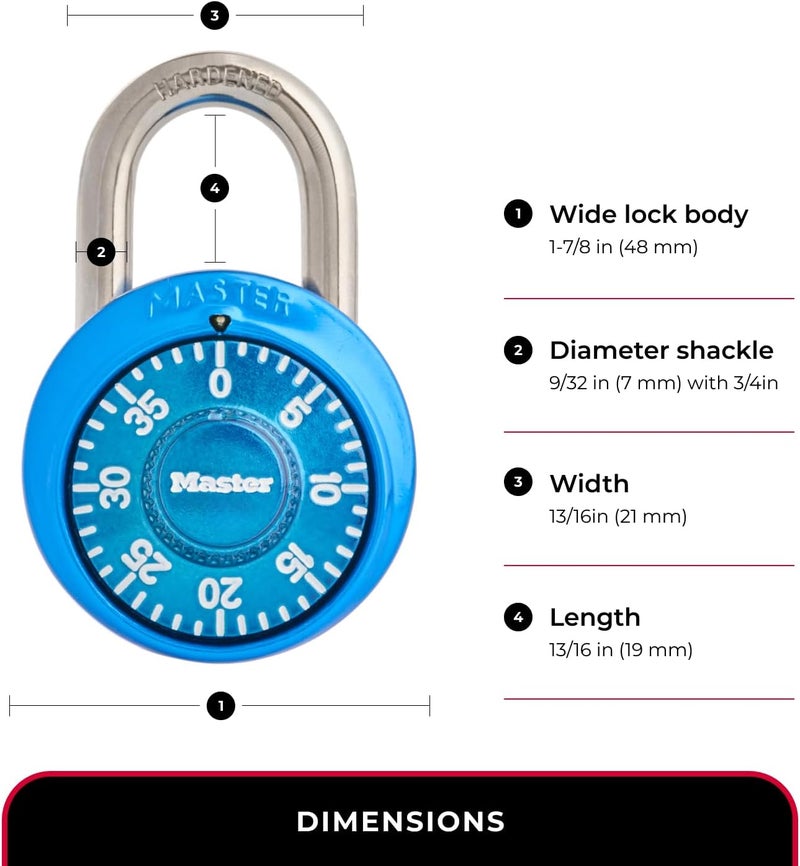 MasterLock Locker Lock, Combination Lock for Gym and School Locker, Blue, 1528D - Image 4