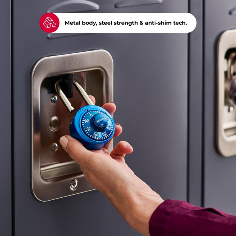 MasterLock Locker Lock, Combination Lock for Gym and School Locker, Blue, 1528D - Image 3