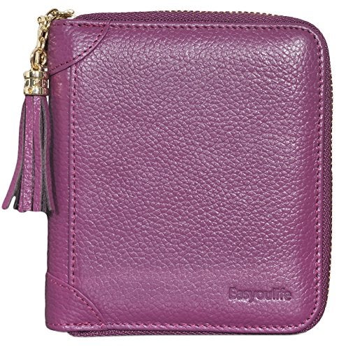 Easyoulife Womens Credit Card Holder Wallet Zip Leather Card Case RFID Blocking (Purple) - Image 4