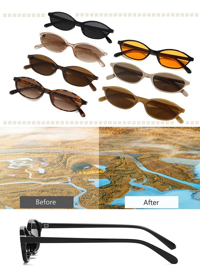 ايكيك Retro Oval Sunglasses Women Men - Cat Eye Sun Glassess Vintage for Ladies Mens Eye Glasses Small Narrow Sunglass Ovale 90s Sun Glasses UV400 Protection Shades - Image 4