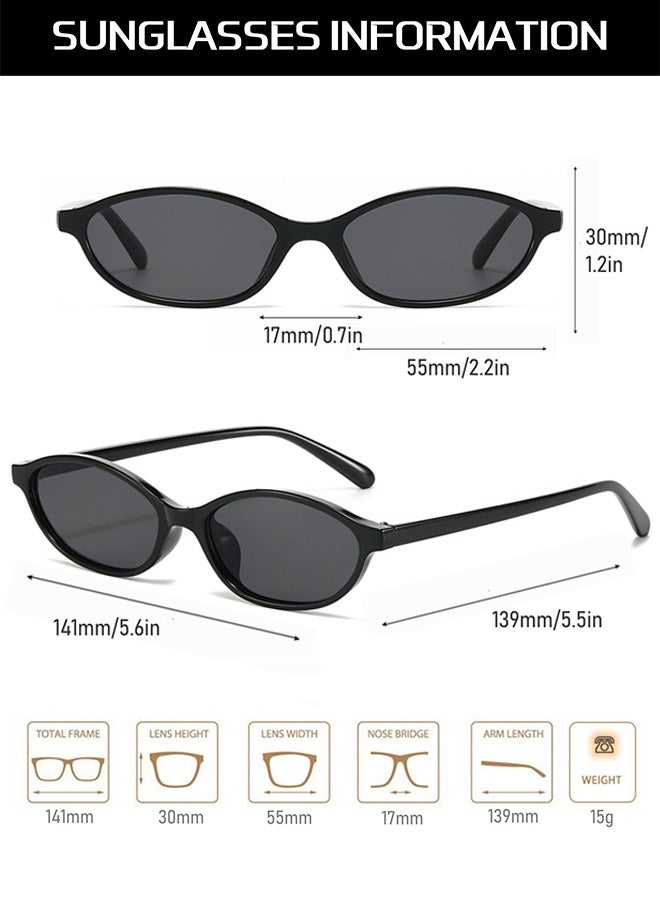 ايكيك Retro Oval Sunglasses Women Men - Cat Eye Sun Glassess Vintage for Ladies Mens Eye Glasses Small Narrow Sunglass Ovale 90s Sun Glasses UV400 Protection Shades - Image 5