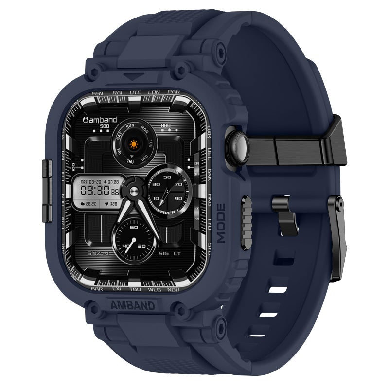 amBand for Series 11/10 Fits Apple Watch Bands Case 46mm Men, M1 Sport Durable Bumper compatible with iWatch 46 mm, Waterproof Gym Workout Accessories for Running Swimming Boating - Navy Blue - Image 1