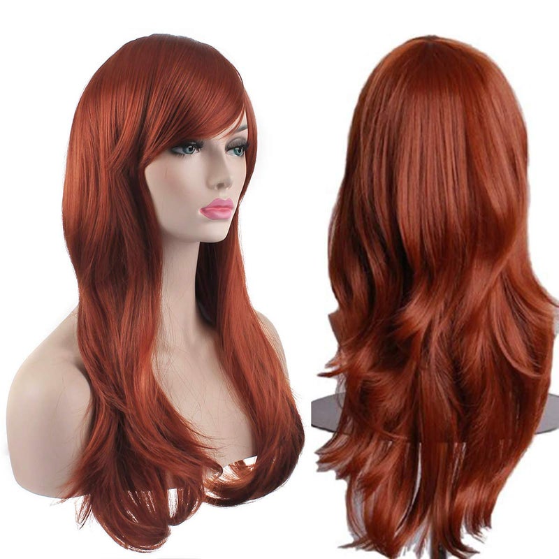 Akstore 28 inch Fashion Wigs Long Wavy Curly Hair Cosplay Wig (Brown) - Image 1