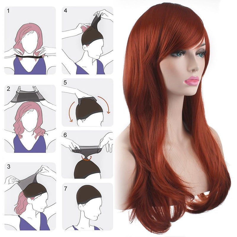 Akstore 28 inch Fashion Wigs Long Wavy Curly Hair Cosplay Wig (Brown) - Image 4