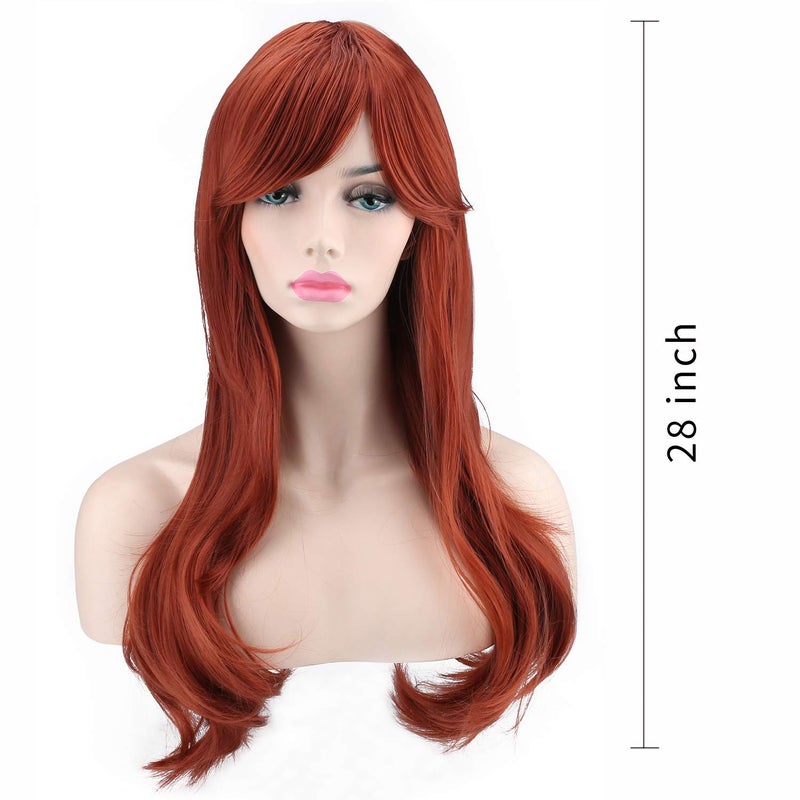 Akstore 28 inch Fashion Wigs Long Wavy Curly Hair Cosplay Wig (Brown) - Image 2