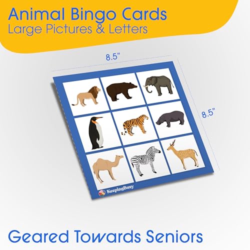 Keeping Busy Animal Bingo Games Dementia Activities for Seniors Dementia Products for Elderly Alzheimers Products for Elderly Reusable Bingo Cards Reusable Chips 6 Board Set Alzheimers Activities - Image 5