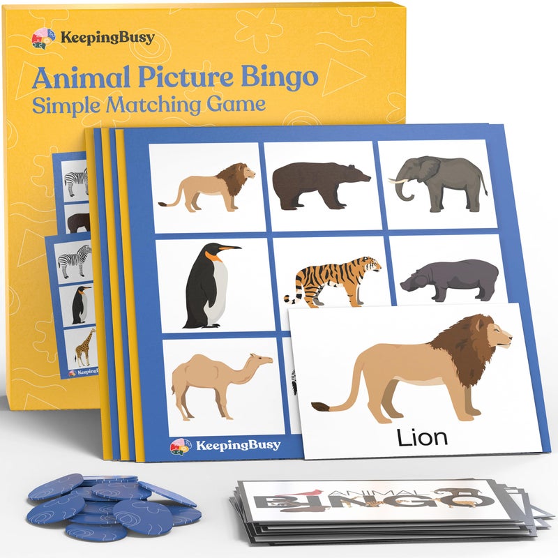 Keeping Busy Animal Bingo Games Dementia Activities for Seniors Dementia Products for Elderly Alzheimers Products for Elderly Reusable Bingo Cards Reusable Chips 6 Board Set Alzheimers Activities - Image 3