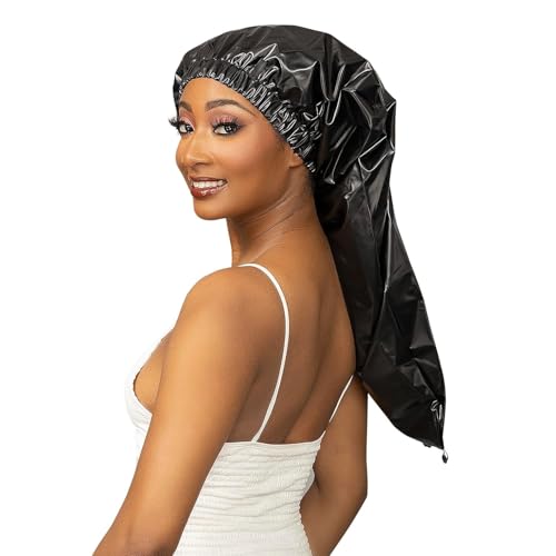 Esha Girl - Shower Cap for Extra Long Hair, Braids, Locs, Twists – Waterproof – Snug Fit Guarantees No Leaks – Easy Button Up (Pink, Long (22.3" x 9")) - Image 5