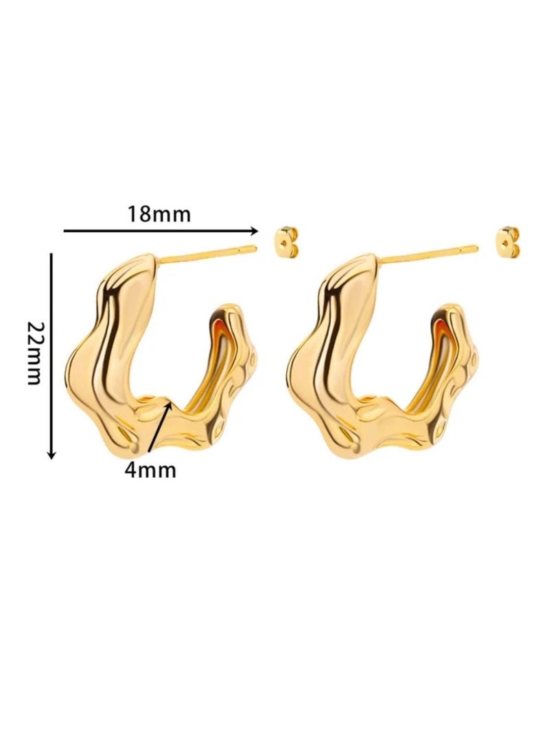 إيكوال حلق اذن نسائي بتصميم رائع وعصري من الاستانلس ستيل باللون الذهبي - Image 3